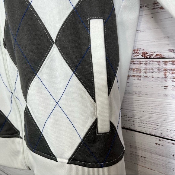 Express White Gray Argyle Full Zip Long Sleeve Jacket - Picture 7 of 15